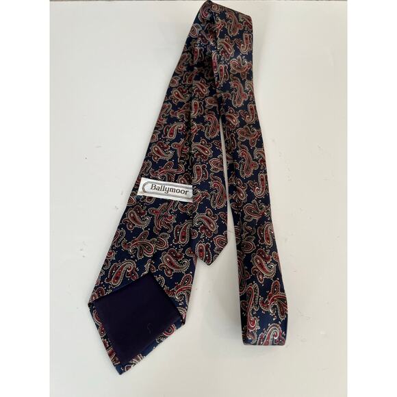 Ballymoor Men's Silk Neck Tie Navy Blue & Red Paisley JL - Picture 3 of 7